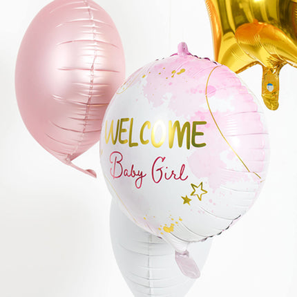 Helium Ballon Welcome Meisje Roze Leeg 45cm