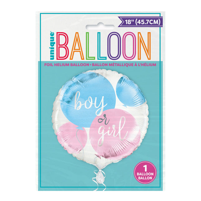 Helium Ballon Boy Or Girl 45cm leeg