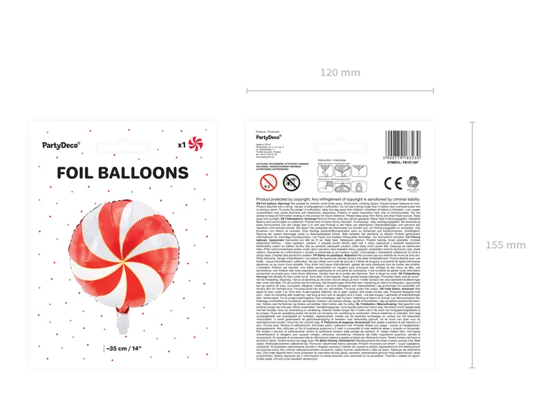 Helium Ballon Candy Rood Leeg 35cm