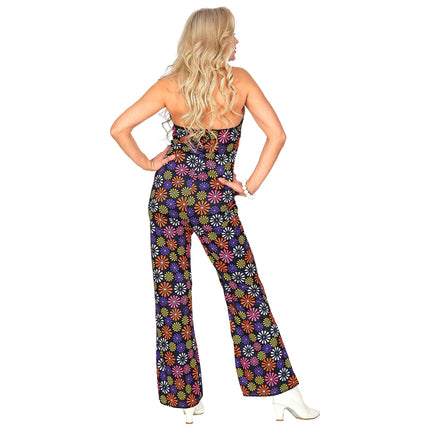 Disco 70S Jumpsuit Gekleurd Dames Bloemen