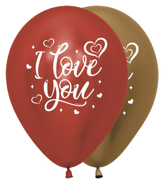 Ballonnen I Love You Sparkly Reflex Mix 30cm 25st