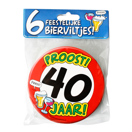 Bierviltjes 40 Jaar 12,5cm 6st