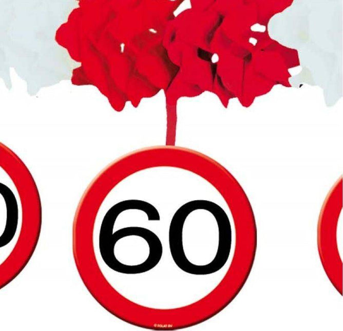 Slinger met Onderhanger 60 Jaar Verkeersbord 4m