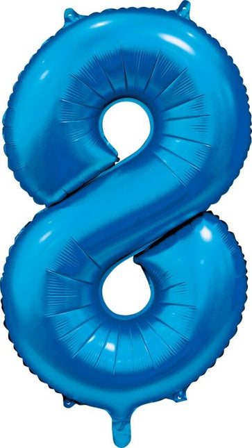 Blauwe Cijfer Ballon 8 Jaar Glans 86cm