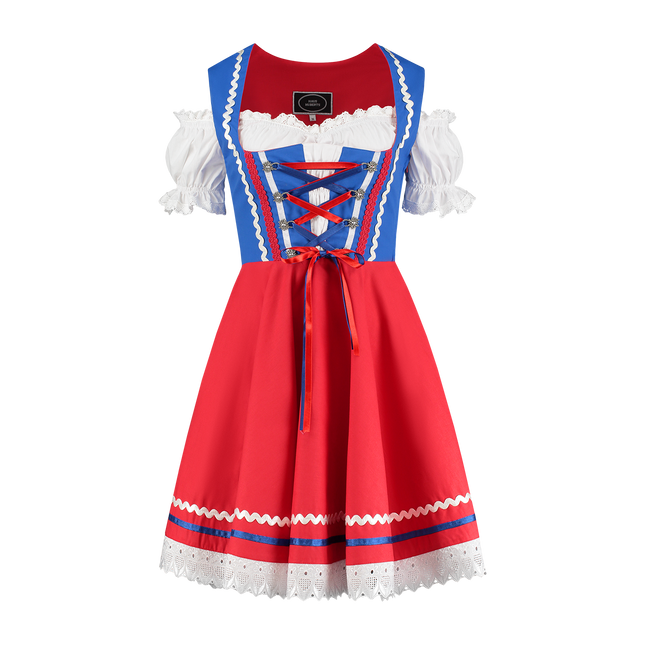 Oktoberfest Dirndl Jurk Oktoberfest Rood Blauw Dames 2 Delig