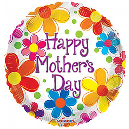 Helium Ballon Happy Mother's Day Bloemen 45cm leeg