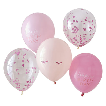 Happy Birthday Ballonnen Roze 5st