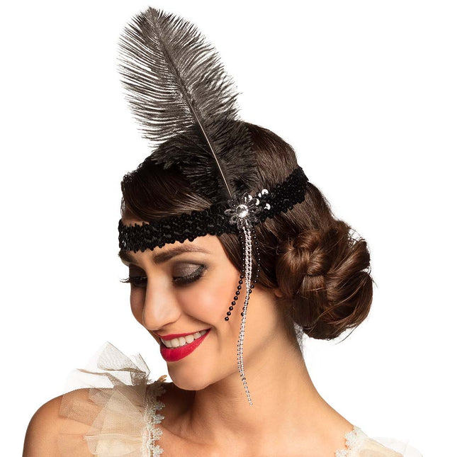 Zwarte Hoofdband Flapper Veer