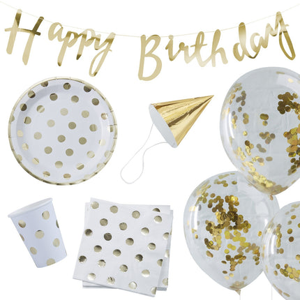 Gouden Happy Birthday Decoratie Set 6 delig