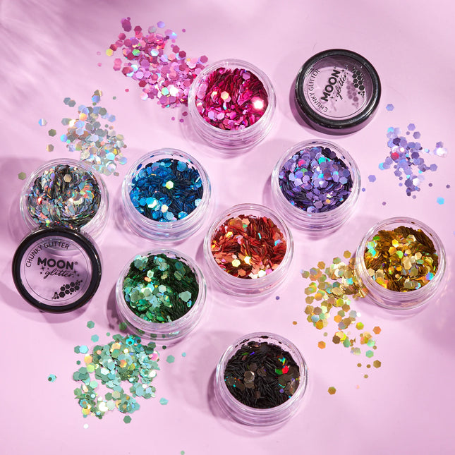 Moon Glitter Holographic Chunky Glitter Green 3g