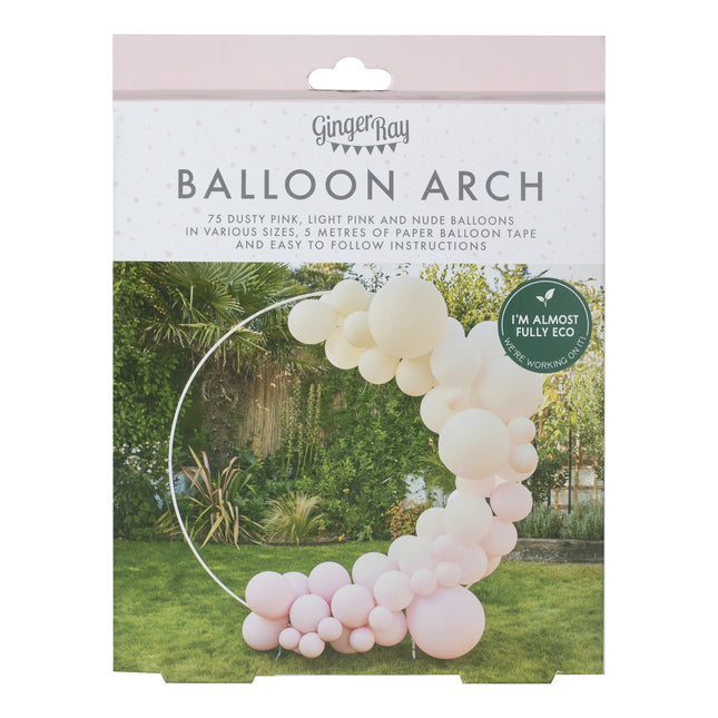 Roze Wit Creme Ballonnenboog DIY Set