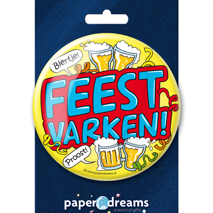 Button Feest Varken 10,2cm