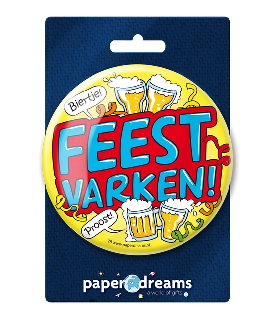 Button Feest Varken 10,2cm