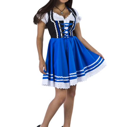 Oktoberfest Dirndl Jurk Oktoberfest Blauw Wit Dames 2 Delig