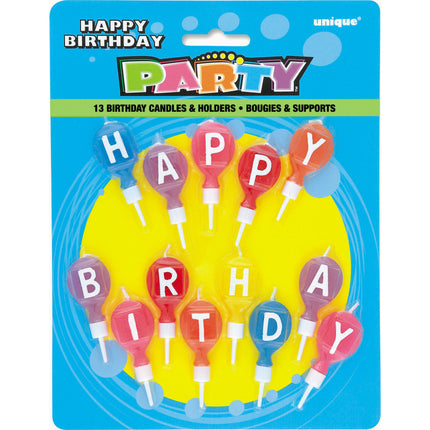 Kaarsen Set Happy Birthday Ballonnen 5,1cm 13 delig