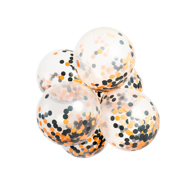 Confetti Ballonnen Oranje Zwart 30cm 6st