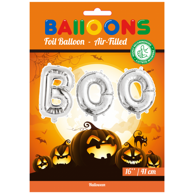 Ballonnen Letter Set Boo Zilver 41cm