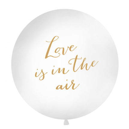 Witte Balllon Love Is In The Air Goud 90cm