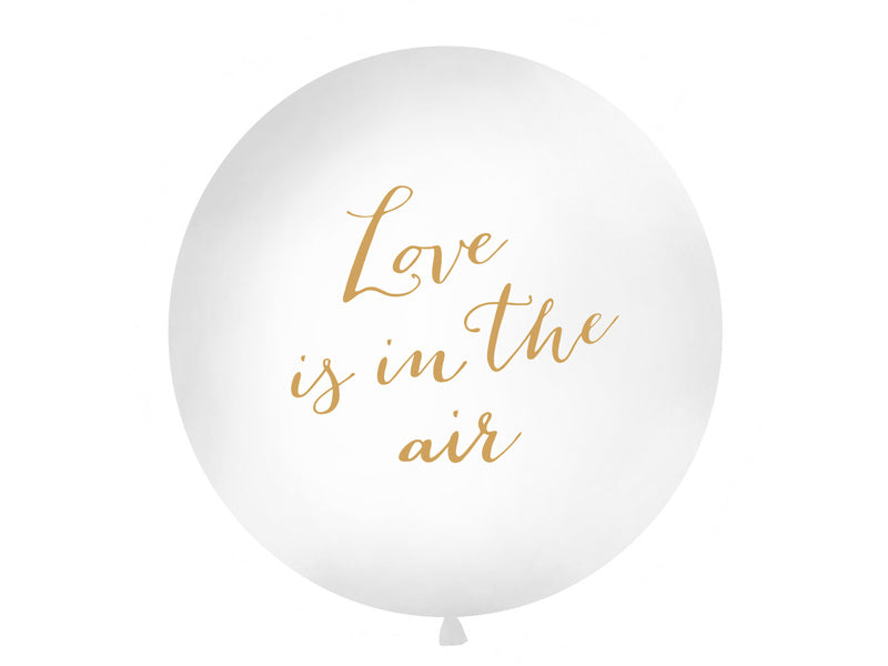 Witte Balllon Love Is In The Air Goud 90cm