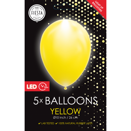 Gele Led Ballonnen 26cm 5st