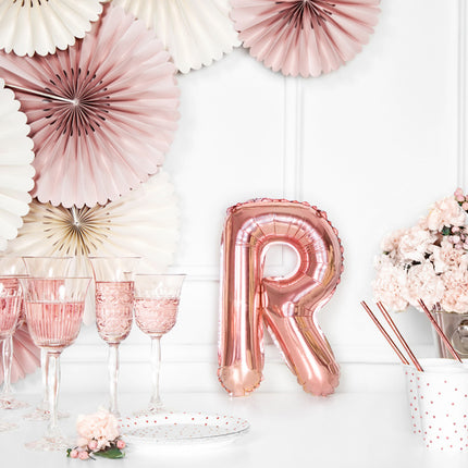 Folie Ballon Letter R Rose Goud Leeg 35cm