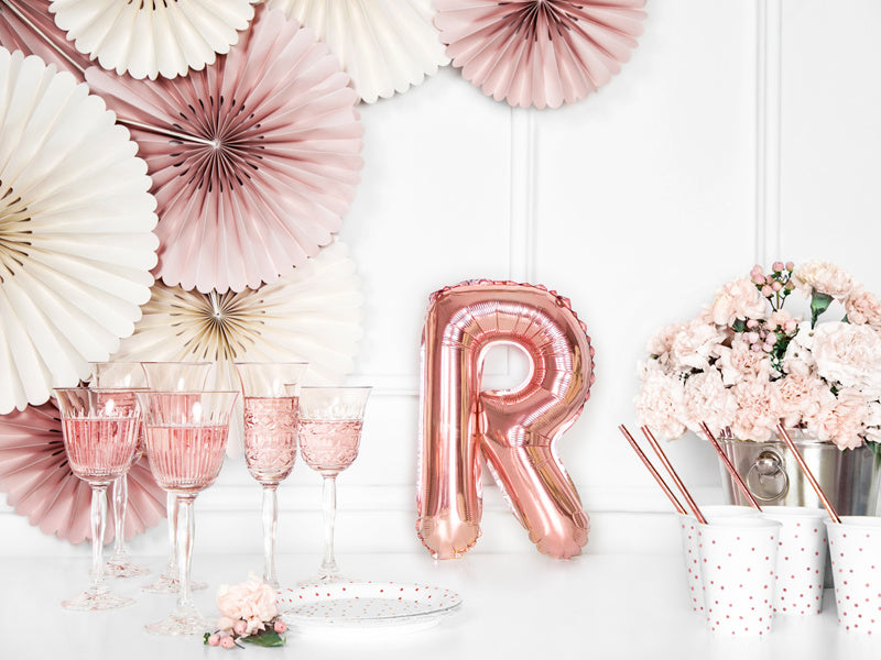 Folie Ballon Letter R Rose Goud Leeg 35cm