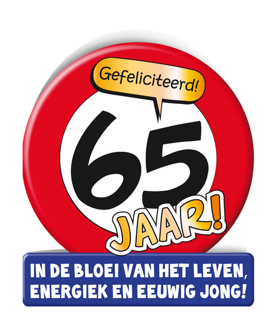 Verjaardagskaart 65 Jaar Verkeersbord 16,5cm