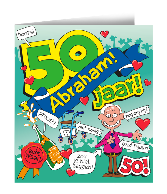 Verjaardagskaart Abraham Cartoon 16,5cm