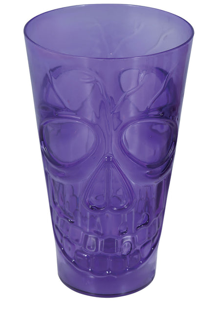 Paars Halloween Glas Doodshoofd 15cm