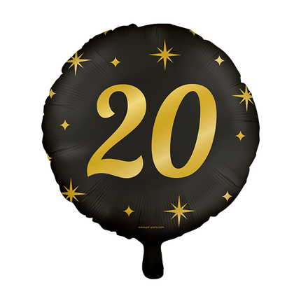 Goud Zwarte Helium Ballon 20 Jaar Leeg