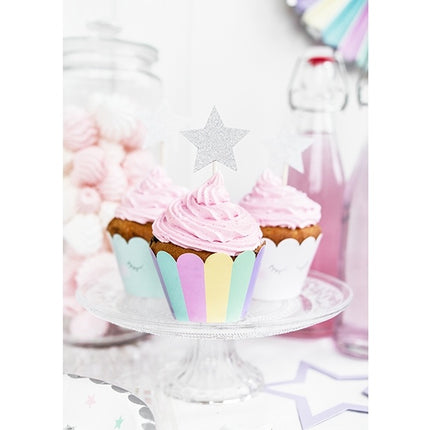 Cupcake Toppers Ster Zilver 6st