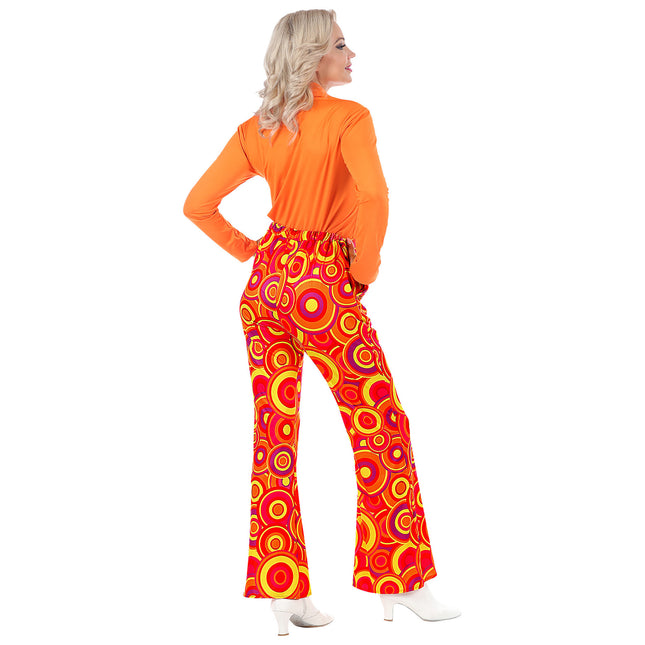 Disco 70S Broek Oranje Dames Bubbels