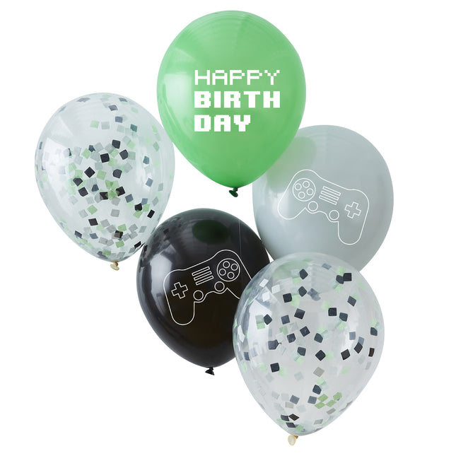 Gaming Party Ballonnen Happy Birthday 30cm 5st