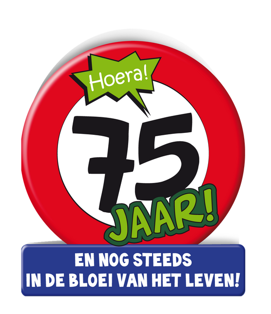 Verjaardagskaart 75 Jaar Verkeersbord 16,5cm