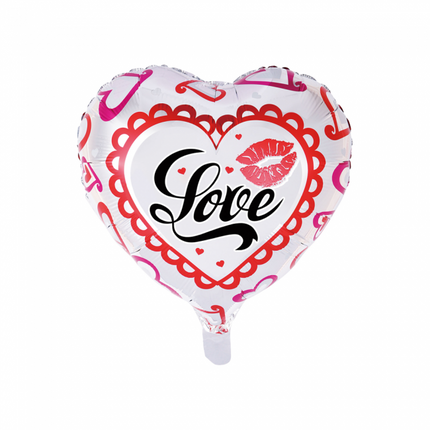 Helium Ballon Hart Love Kiss 45cm leeg