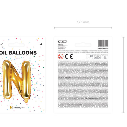 Folie Ballon Letter N Goud Leeg 35cm