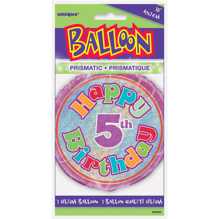 Helium Ballon 5 Jaar Glitters 45cm leeg