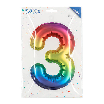 Regenboog 3 Jaar Stickers Folieballon 20cm