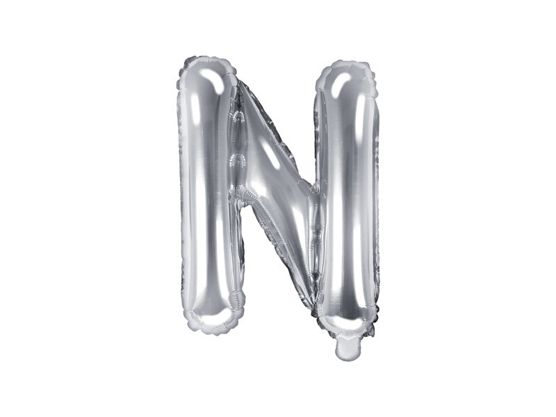 Folie Ballon Letter N Zilver Leeg 35cm