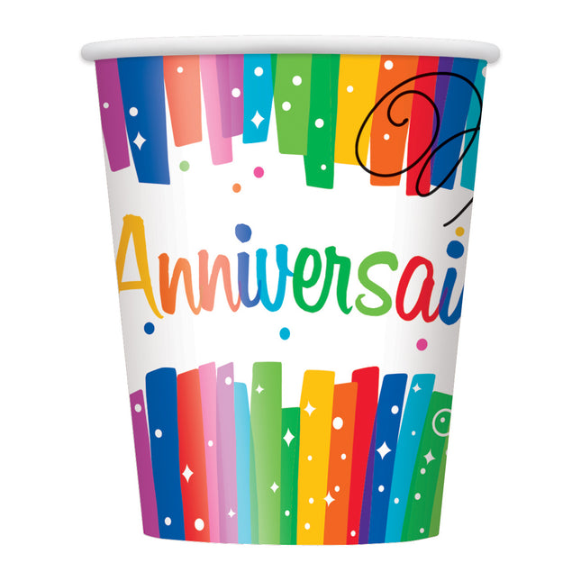 Anniversaire Bekers Regenboog 266ml 8st