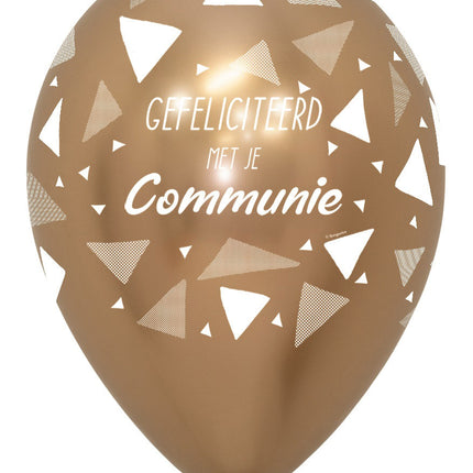 Ballonnen Gefeliciteerd Met Je Communie Triangles Reflex Gold 30cm 25st