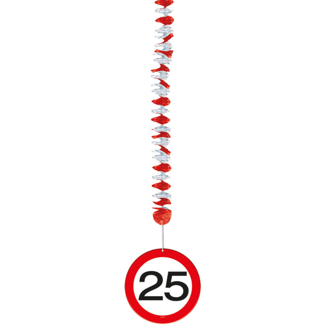 Hangdecoratie 25 Jaar Verkeersbord 75cm 3st