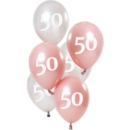 Ballonnen 50 Jaar Roze 23cm 6st