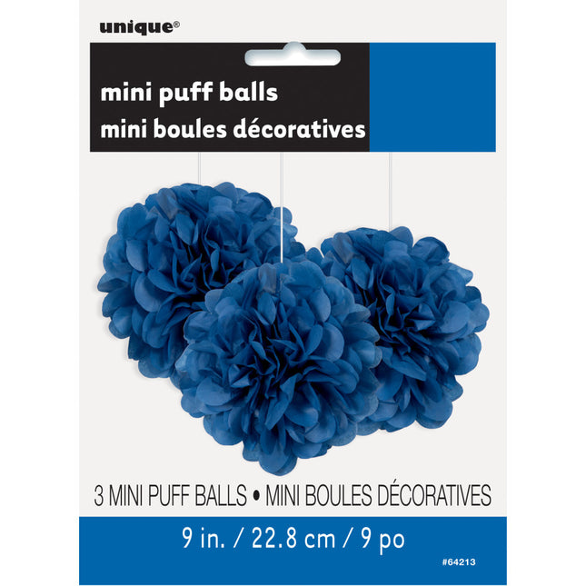 Pompon Blauw 20cm 3st