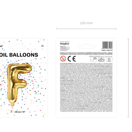 Folie Ballon Letter F Goud Leeg 35cm