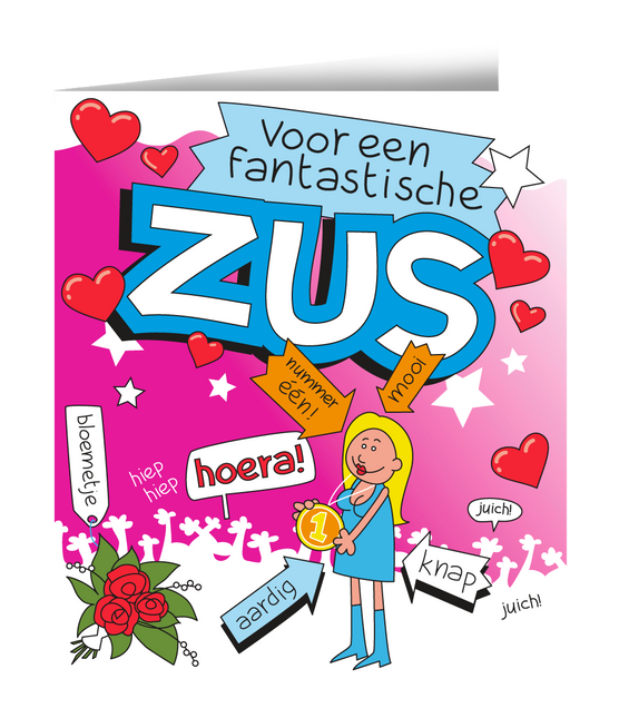 Wenskaart Zus 16,5cm