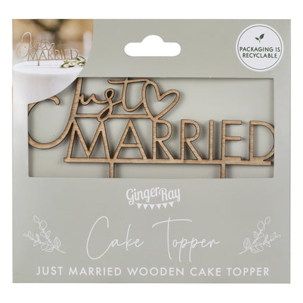 Taarttopper Just Married Hout 13,7cm