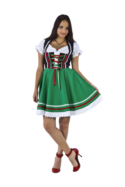 Dirndl 2-dlg., zwart/groen, Carmenblouse