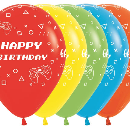 Ballonnen Happy Birthday Game On Fashion Mix 30cm 25st