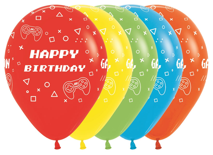 Ballonnen Happy Birthday Game On Fashion Mix 30cm 25st